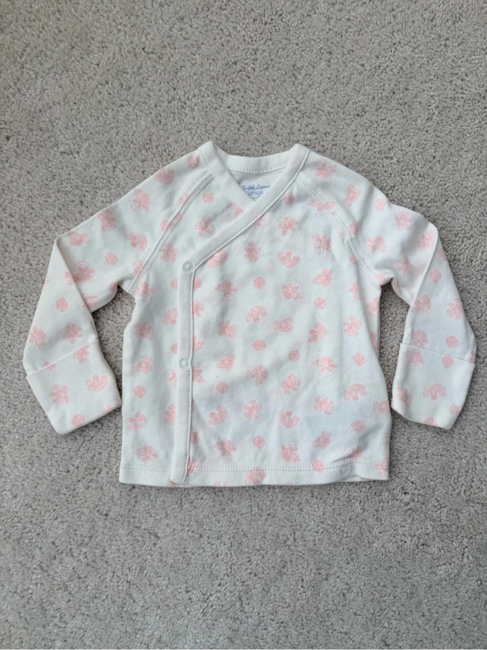 Ralph Lauren White and Light Pink Infant 3-Piece Pajama Set